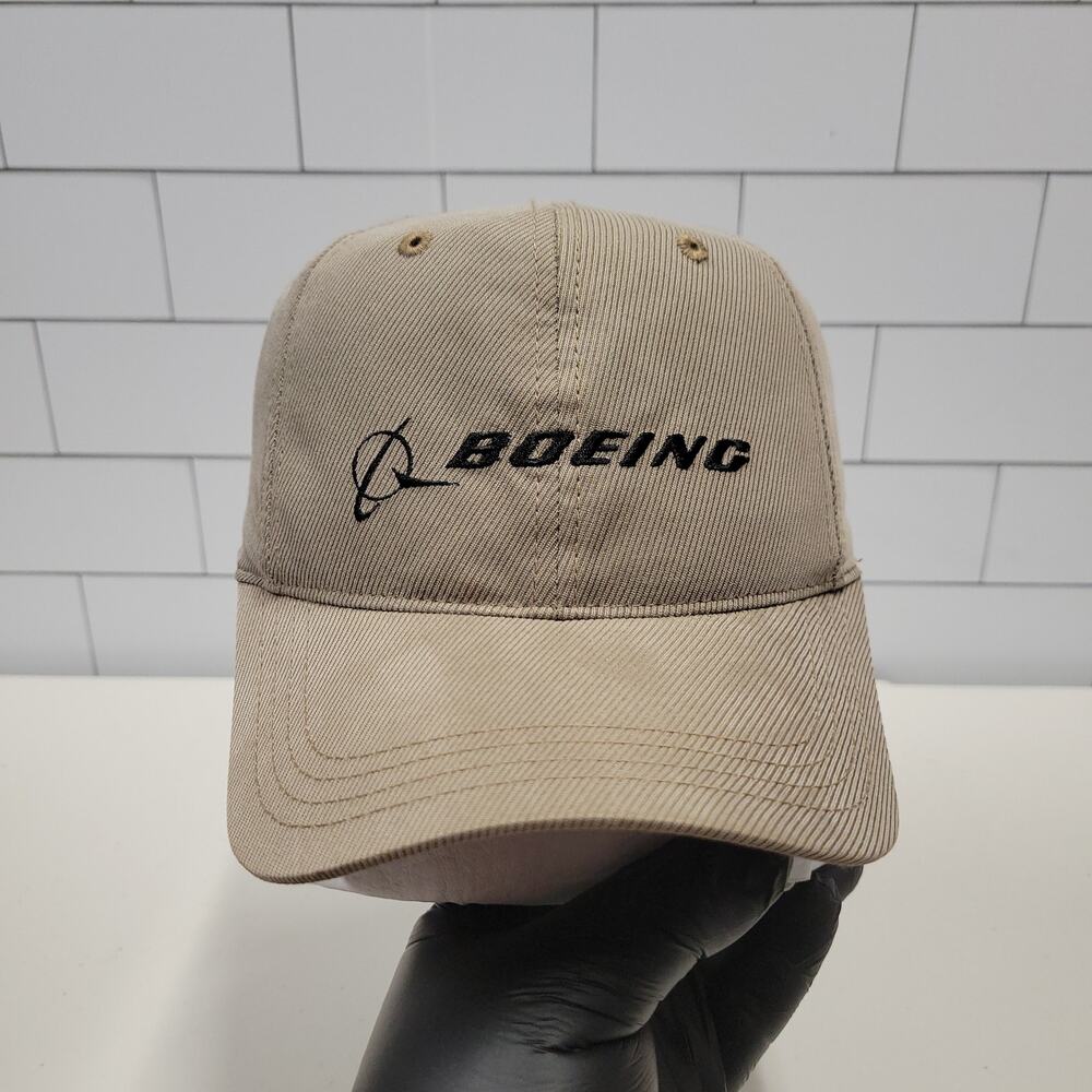 Boeing Khaki Tan Embroidered Logo Adjustable Strapback Dad Hat Cap